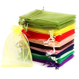 Organza Bags 4×6", 100PCS Wedding Favor Bags with Drawstring, Mixed Color Mesh Jewelry Gift Bags for Party, Festival, Bathroom Soaps, Makeup Organza Favor Bags