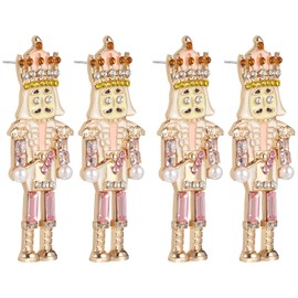 ABOOFAN 2 Pairs Nutcracker Earrings Cute Earrings for Women Winter Earrings Teenage Girl Earrings Christmas Stud Earrings Crystal Nutcracker Studs Xmas Earrings Jewelry Earring Jewelries