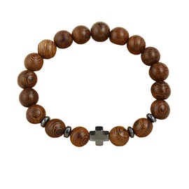 SBI Jewelry God Bless You Brown Cross Bracelets for Women Men I Love Jesus Beads Bracelets Jewellery Gifts