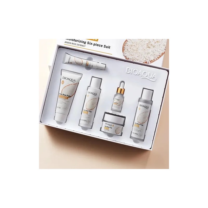 Suero Facial Arroz Kit 6pz Bioaqua Skincare Aclara Manchas
