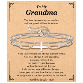 Laatuva Cross Bracelet for Women Men, Religious Gifts for Women Men, Christian Gifts for Women Friend Family Teenage, 6.5"+2.2"extension, Stainless Steel, no gemstone