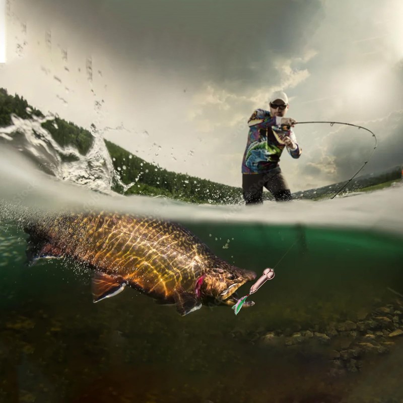 RUIFUU 4 Pcs Funny Fishing Lures, Fishing Spoons Topwater Bass