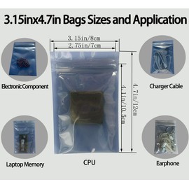 Daarcin Bolsas antiestáticas, 100 bolsas ESD de 8 x 12 cm con etiquetas para disco duro HDD y protección ESD para variedades de dispositivos electrónicos