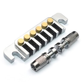 SAPHUE Guitar Bridge Tailpiece - Vintage TP 6 70's Bridges with Studs and Inserts Replacement Compatible with LP Les Paul 6 String Electric Guitar Chrome(Gold)