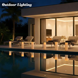Lumeavetra 5" x 14" Large Waterproof Outdoor Flameless Candles Battery Operated LED Pillar Candles for Indoor Outdoor Lanterns, Off White, Long Lasting, Set of 2