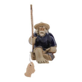 Gatuida 1pc Decorative Fisherman Model Figurine for Fish Tank and Garden Elegant Ceramic Ornament Easy to Clean Versatile for Outdoor Decoration and Flower Pot Landscaping