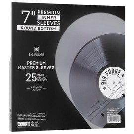 Big Fudge Pack of 25 7 Inch Record Inner Sleeves - 25 x 7 Inch Record LP Storage Protective Cases - Set of 25 Round Base Vinyl Inner Sleeves - 25 Record Sleeves