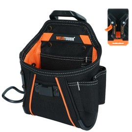 MELOTOUGH Electrican Tool Pouch Screw Nail Work Pouch Quick Detach Belt Clip Tool Pouch Tool Belt Pouches Utility Tool Organizer Pouch with Hammer Holder for Carpenter,Construction,Technician(Orange)
