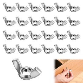 Pack of 25 Wing Nuts, M5, American Shape Made of Rustproof Stainless Steel, Rustproof Wing Nut Butterfly Nut for Universal Use