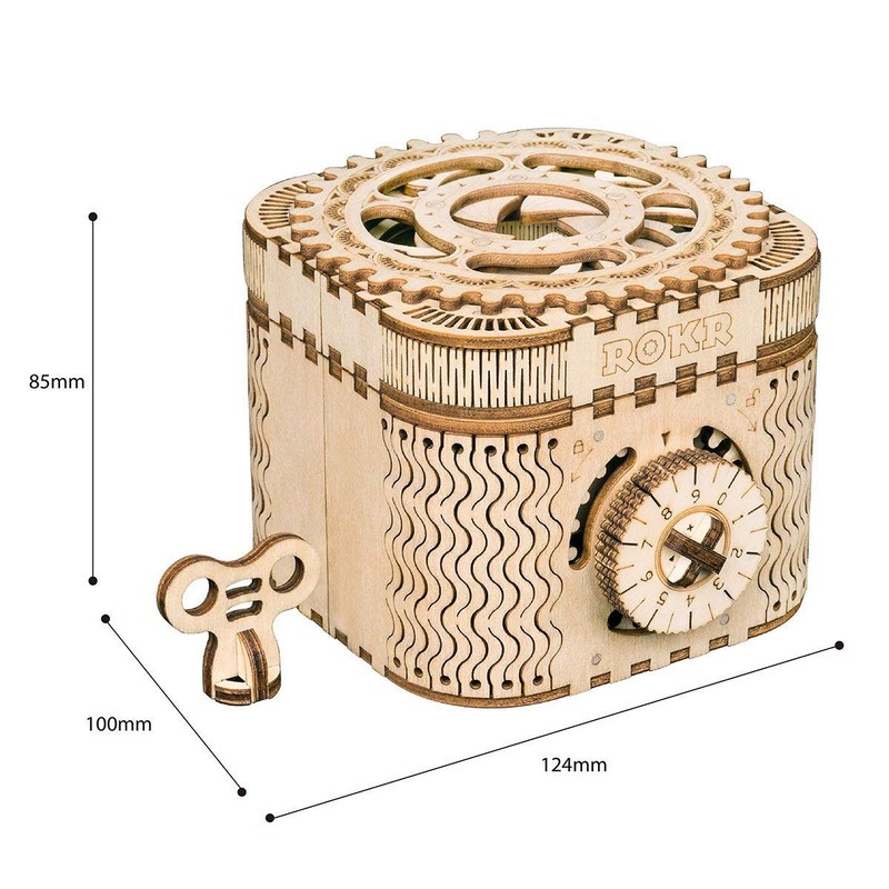 ROKR 3D Wooden Puzzle Mechanical Treasure Box Model DIY Brain