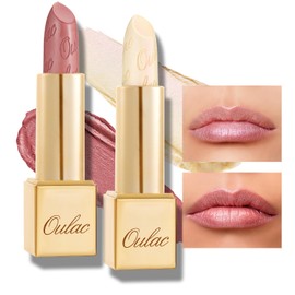 OULAC Metallic Shine Glitter Lipstick Set, Nude High Impact Lipcolor, Lightweight Soft and Ultra Hydrating, Long Lasting, Vegan 13+27