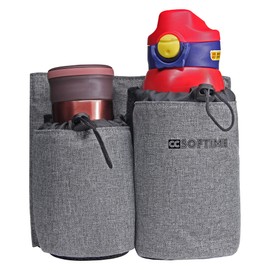 CCSOFTIME Handy Luggage Travel Cup Holder,Multifunction Suitcase Cup Holder,Suitcase Drink Holder with Difference Height,Drink Beverage Caddy for Flight Attendant Traveler-Essential-Grey