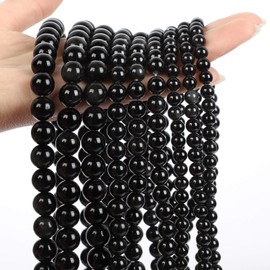 60pcs 6mm Black Obsidian Natural Stone Beads for Jewelry Making, Energy Stone Healing Power,Enjoy DIY Fun