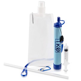TKO Outdoor Water Filter Straw - Professional Personal Water Filter Straw with Pouch & Extension Tube | Portable Filtration Systems for Hiking, Camping, Travel and Emergency Preparedness | Multi-Function Survival Gear