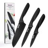 hecef Black Kitchen Knife Set of 3, Sharp Knives with