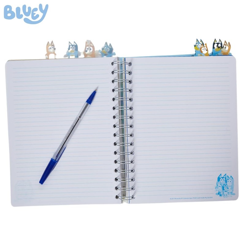 Bluey Tab Journal Notebook, Spiral Bound, 144 Lined Pages, 8