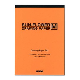Muse PD-6544 A4 Watercolor Paper, Sunflower Medium Drawing Pad, A4, 7.1 oz (211 g), White, 15 Sheets