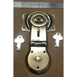 Antique Brass Trunk Lock with Keys chest steamer vintage box old restore buckle fancy decorative