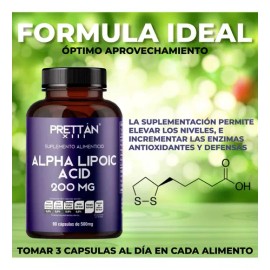 Acido Alfa Lipoico Prettan Suplemento 500mg 90 Cápsulas Sin Sabor