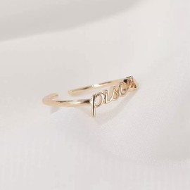 Gold Star Sign Ring - Pisces (19th February - 20th March) - Zodiac Constellation Horoscope Celestial Astrology Jewellery - Women Men Gift