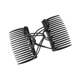 Black Adjustable Elastic Hair Comb,Stretchy Double Comb Hair Clip,No Crease Hair Pins Double Slides Hairpins Combs Women Hair Styling Accessories,Elastic Hair Clip,Hair Combs,Hair Brushes