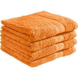 REDBEST Bath Towel Set, Terry Towelling Set of 4, Chicago Orange, Size 70 x 140 cm, Absorbent, Durable, Ideal for Travel, Sports (Other Colours)
