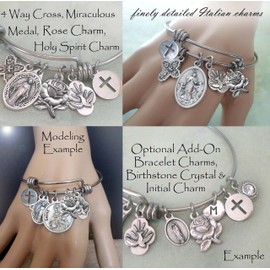 St. Zelie Martin Bangle Bracelet, Patron Saint Confirmation Gift, St. Louis Martin