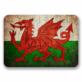 2 x 10cm Distressed Wales Welsh Dragon Flag Vinyl Sticker Laptop Car Bike #9739 (10cm Wide x 7cm High)