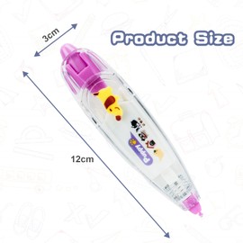 Vicloon Ally-Pocket Tape Pen, 4pcs DIY Cute Animals Press Type Decorative Pen, DIY Lace Decoration Tape Pen Cute Scrapbooking Diary Decorative Correction Tapes (Panda/Dog/Cloud/Strawberry)