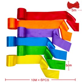 60M Rainbow Satin Ribbon 5cm Wide Colorful Fabric Ribbon Garland for Gift Wrapping DIY Bow Craft Fringe Hanging Party Streamer Banner Background Carnival Wedding Birthday Baby Shower Decoration