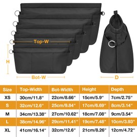 Eurhomewit Bag Organiser Tote Bag Organiser Insert Handbag Nylon Multi Pocket Tote Organiser Bag (Black, M