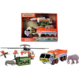 Matchbox Animal Rescue Combo Pack Vehicles Playset with 2 Safari Rescue Vehicles & 2 Animal Figures, Gift for Kids Ages 3 Years & Older