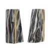 Modern Marble Bookends with Brass Detail, Set of 2, Grey
