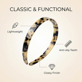 2 Pack Headbands for Women Tortoise Shell Hair Band Acetate Resin Fashion Hair Accessories Style B
