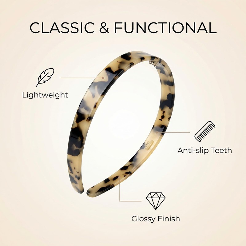 2 Pack Headbands for Women Tortoise Shell Hair Band Acetate