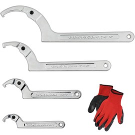 Wadoy Spanner Wrench Set Adjustable C Pin Spanner Hook Wrench Chrome Vanadium 4 Pcs Include 3/4-2", 1 1/4-3", 2-4 3/4", 4 1/2-6 7/10" for Vehicles Mechanical Equipments Tighten Lock Nuts and Bearings