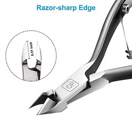 Cuticle Trimmer 3/4 Jaw Extremely Sharp Cuticle Nippers Scissors Stainless Steel Clippers Cutter Remover Pedicure Manicure Nail Tool, opove X7, Space Gray…