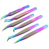 SIVOTE Eyelash Extension Tweezers Fiber Tips Japanese Steel, Set of