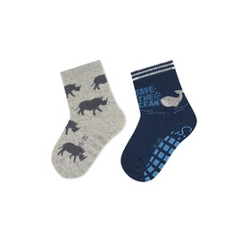 Sterntaler Unisex Children's ABS Socks DP Rhino + Whale Socks, Light grey (light grey blend)