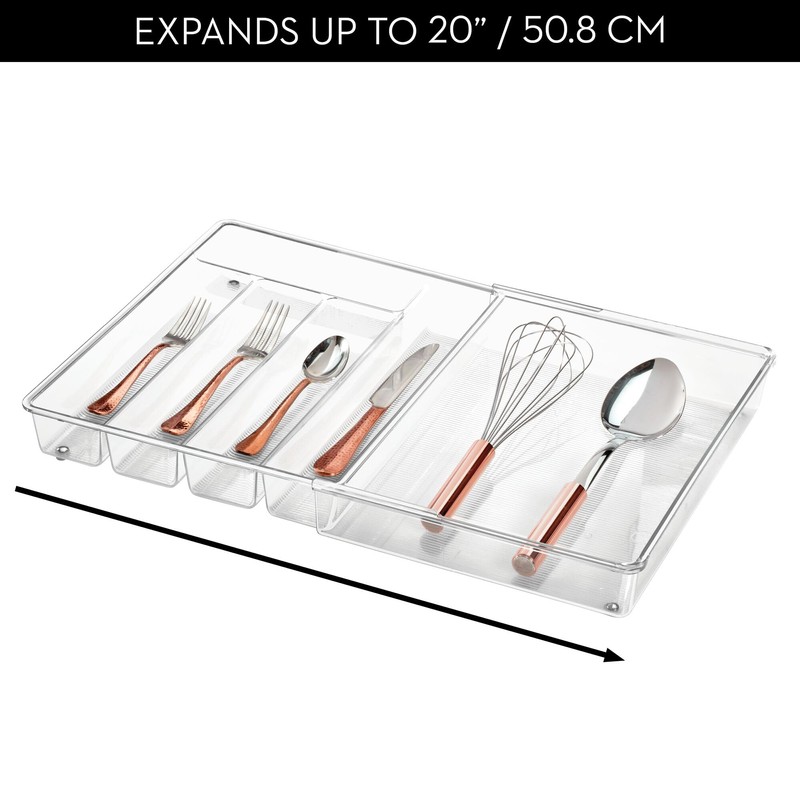 iDesign Expandable Cutlery Drawer Organizer –Linus Collection – Clear