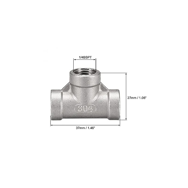 sourcing map Stainless Steel 304 Cast Pipe Fitting 1/4BSPT Female