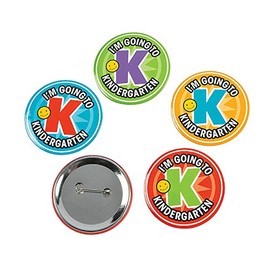 Fun Express I'm Going to Kindergarten Buttons - Bulk Set of 24 - Pre-School Graduation Pins - Novelty Buttons