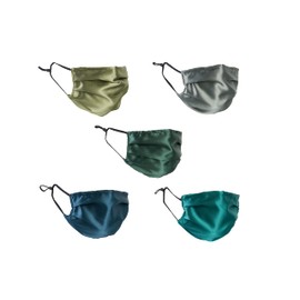 Habac Studio Pack of 5 Satin Silk Face Masks Reusable Cover Bandana Balaclavas Face Masks Washable UK Black Face Mask with Nose Wire Pleated Face Mask for Women Men Adjustable.