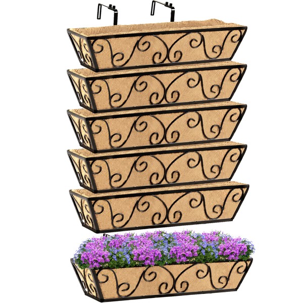 HFHOME 24 Inch Window Deck Boxes with Coco Liners for