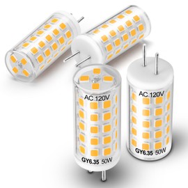 Heifymi AC100-240V GY6.35 LED Bulb 5W Equivanlent 50W Halgoen JC Type GY6.35/G6.35 Bi-Pin Base Warm White 2700K for Chandeliers Pendant Under Counter Accent Kitchen Lighting, Non-Dimmable, 4 Pack