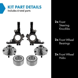 TRQ Front Drivetrain Kit Steering Knuckle Wheel Bearing Wheel Hub Compatible with 2011-2013 Hyundai Sonata