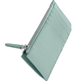 HIGH FIVE Fragment Case, Cowhide Leather, Thin Wallet, Card Case, Coin Purse, Gusset, Smart Wallet for Women and Men, AQUA