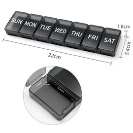 Opret Pill Box Organizer 7 Day 2pcs, Pill Organiser Weekly Twice a Day with 14 Large Compartments for Vitamins Capsule Supplements Medication BPA Free