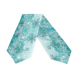 ALAZA Double-Sided Teal Green Silver Turquoise Winter Snowflakes Table Runner 13 x 90 Inches Long,Table Cloth Runner for Wedding Party Holiday Kitchen Dining Home Everyday Decor