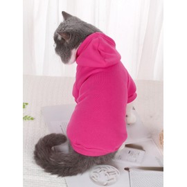 QWINEE Basic Dog Hoodie, Dog Warm Jacket, Cat Apparel, Dog Shirt, Dog Clothes for Puppy Kitten Small Medium Dogs Cats Hot Pink S